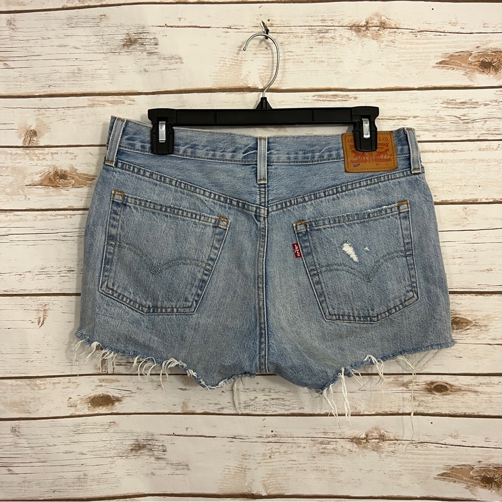 Levi’s 501 Button Fly Patchwork Cut Off Raw Hem S… - image 5